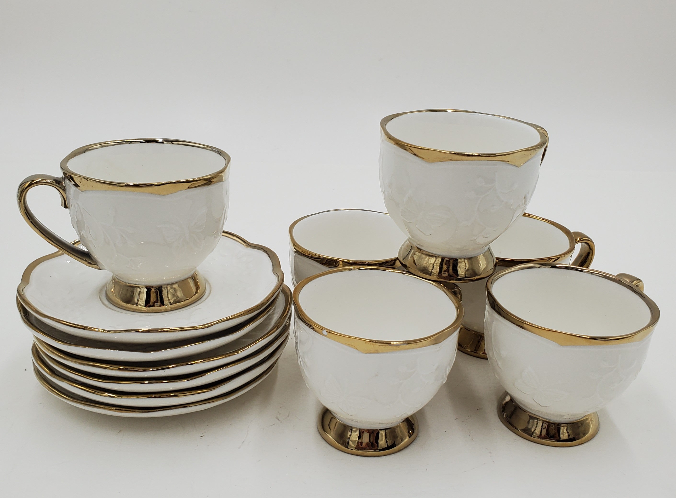 6-Piece Gold Coffee Set - Elegant Coffee Cups & Saucers for Home, Office, or Gifting - Perfect for Espresso, Latte, and Tea Lovers