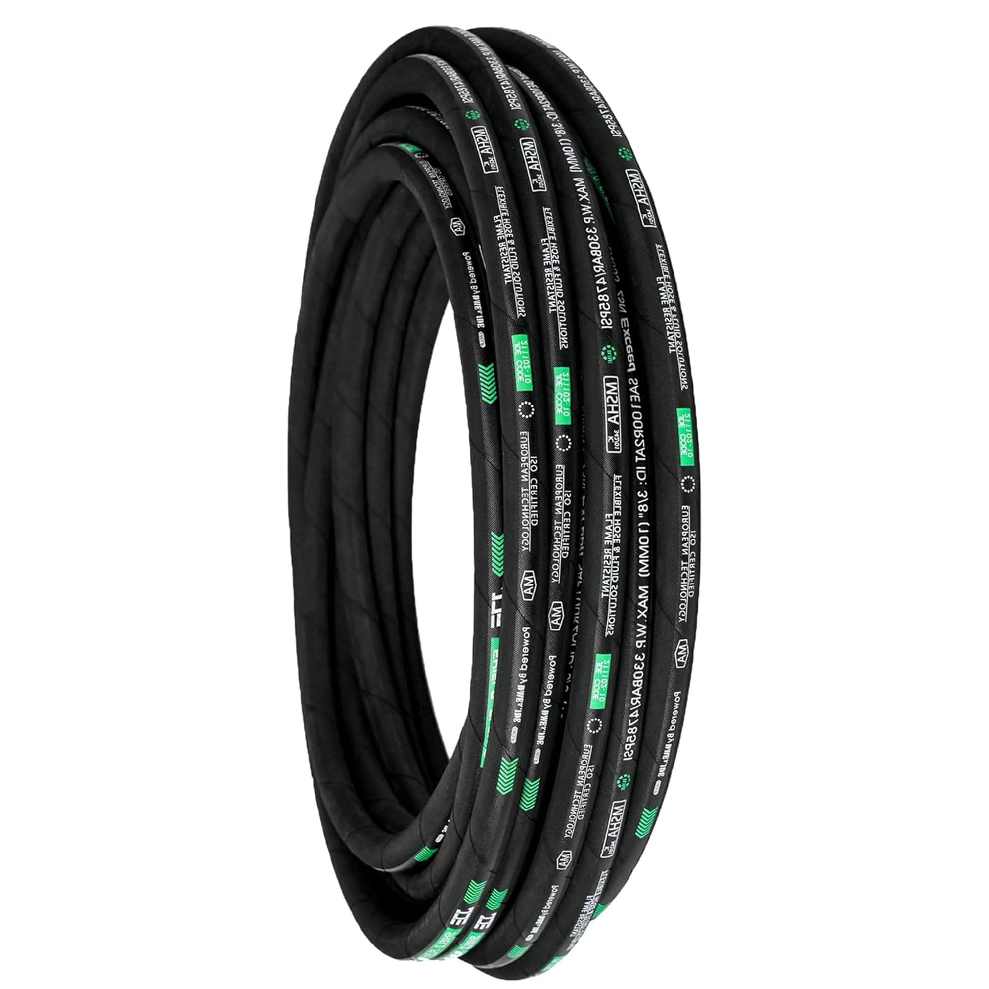Haichy 1/4 in x 100 ft Hydraulic Hose - 5800 PSI High-Pressure Rubber Hose with 2-Layer Steel Wire Braid, Oil-Resistant & Flexible for Industrial, Agricultural, and Construction Equipment