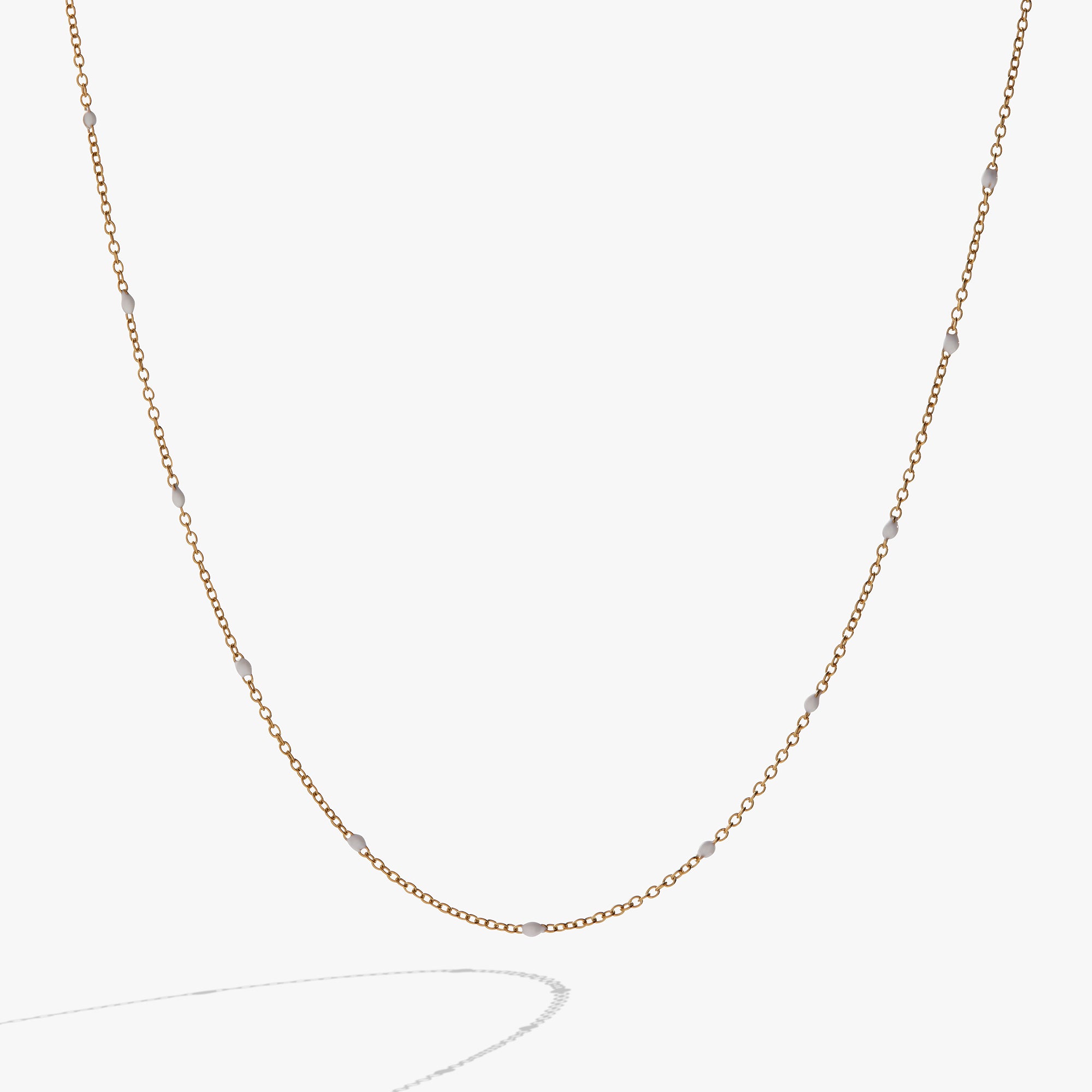Elegant Enamel White Dot Chain Necklace for Women - Minimalist Dainty Layering Jewelry - Perfect for Everyday Wear, Date Nights & Gifting