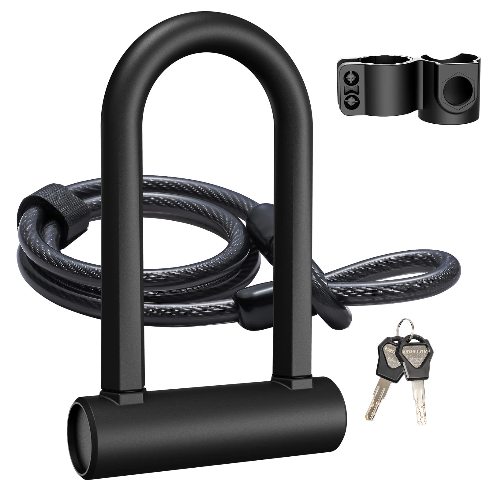 UBULLOX Heavy Duty Bike U Lock - 16mm Shackle with 4ft/6ft Security Cable & Mounting Bracket - Secure Bicycle, Motorcycle, Scooter - Perfect for Urban Commuting, Campus Safety & Outdoor Adventures