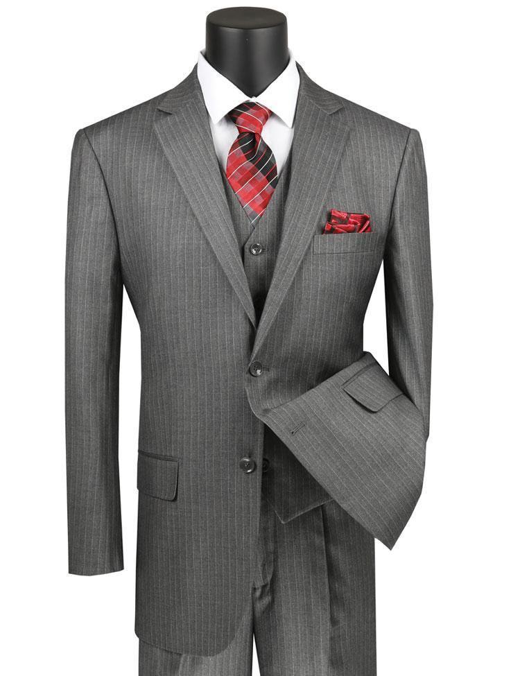 Classic Fit Grey Pinstripe Suit for Men - Business Formal & Wedding Attire - Office, Interviews & Special Occasions