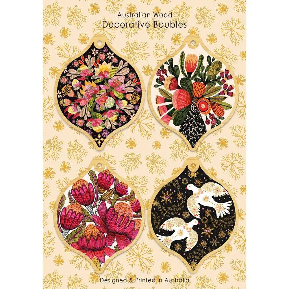 Australian Native Flowers Christmas Ornament Bauble Set - Handcrafted Holiday Decor for Tree, Gift & Festive Home Decoration