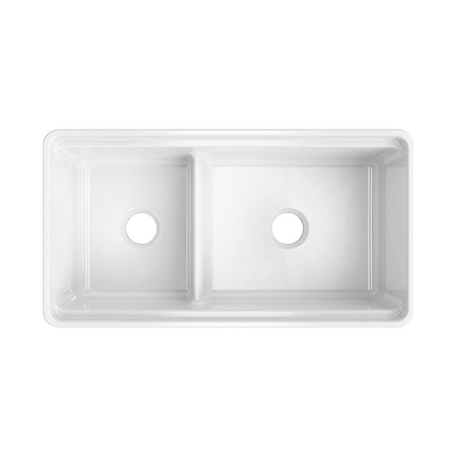 LaToscana 36-inch Fireclay Farmhouse Sink - Reversible Double Bowl Kitchen Sink (Model LDL3619W) for Modern Farmhouse & Rustic Kitchen Renovations