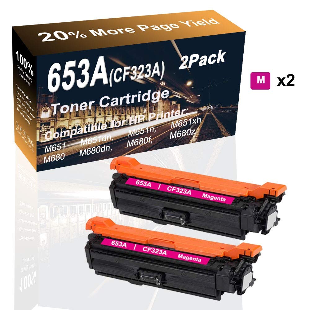 2-Pack High Yield Magenta Compatible Toner Cartridge for HP 653A CF323A - Replacement for HP M680 M680dn Printers | Perfect for Office & Home Printing Needs