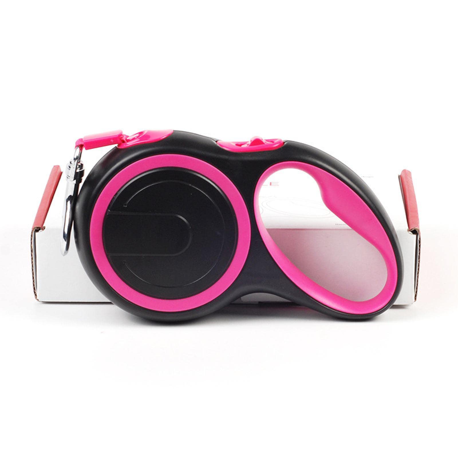 YOKWI Retractable Dog Leash for Large, Medium & Small Dogs - Automatic Extending Pet Lead (3m/5m) in Rose Red on Black - Perfect for Walking, Training & Outdoor Adventures
