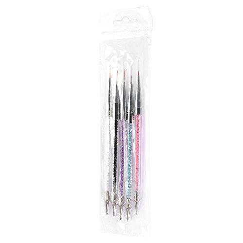 5PCS Double Head Nail Art Dotting Tools Set - Crystal Dotting Pens, Liner Brushes & Drawing Pens for Professional Manicure & Nail Design | Perfect for Salon, Home DIY & Nail Art Enthusiasts