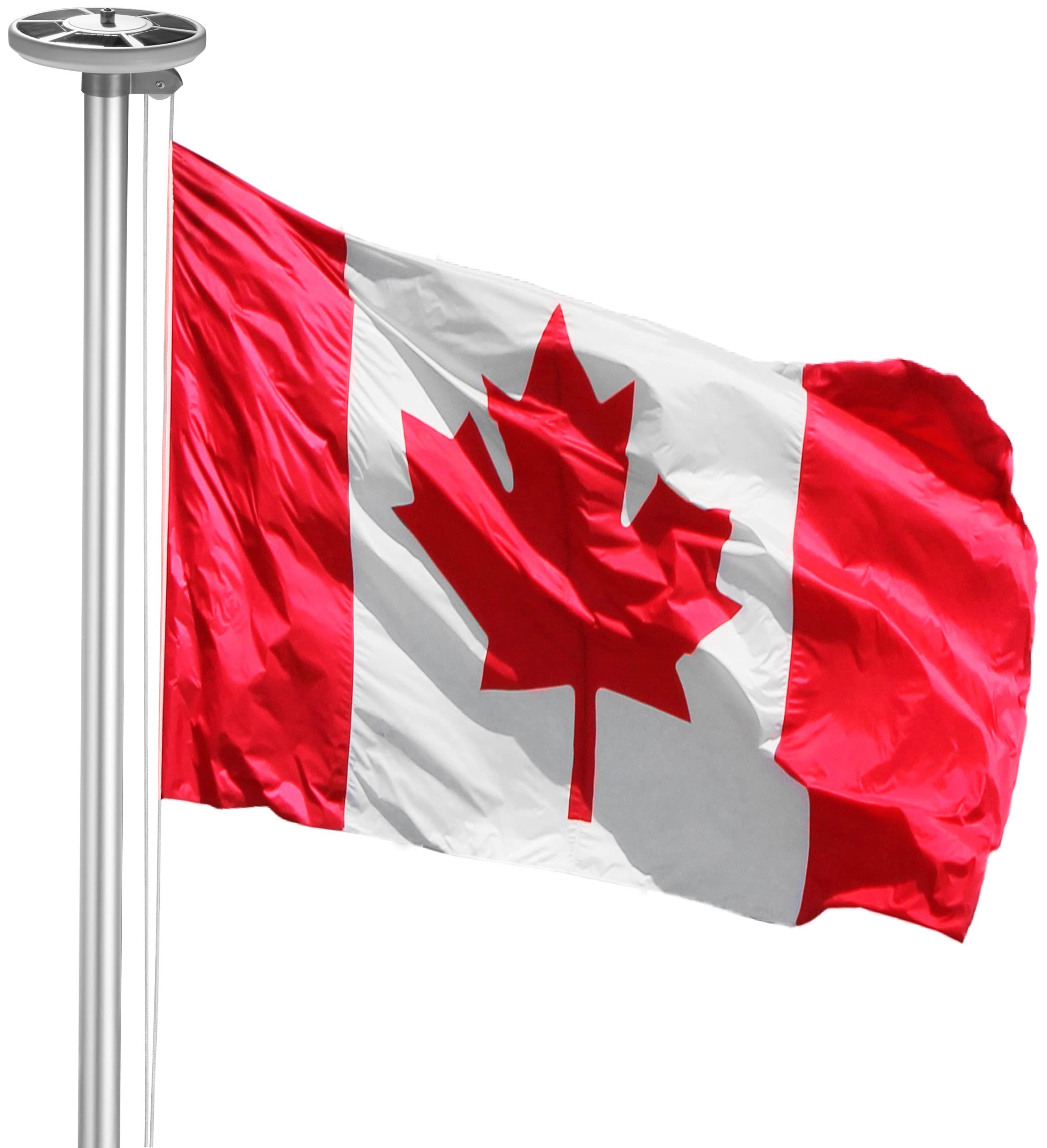 BRUBAKER 13 Ft In-Ground Aluminum Flagpole Kit with 3x5 Ft Canadian Flag & Solar Lights - Heavy Duty Outdoor Flag Pole Set for Home, Garden, and Canada Day Celebrations