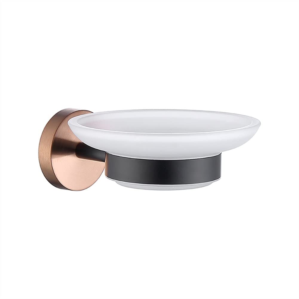 Premium Rose Gold Black Stainless Steel Bathroom Hardware Set - Wall Mounted Toilet Paper Holder, Robe Hook, Towel Rack & Soap Dispenser | Modern Kitchen & Bathroom Accessories | Perfect for Home, Hotel & Spa Decor (Dish Rack Style)