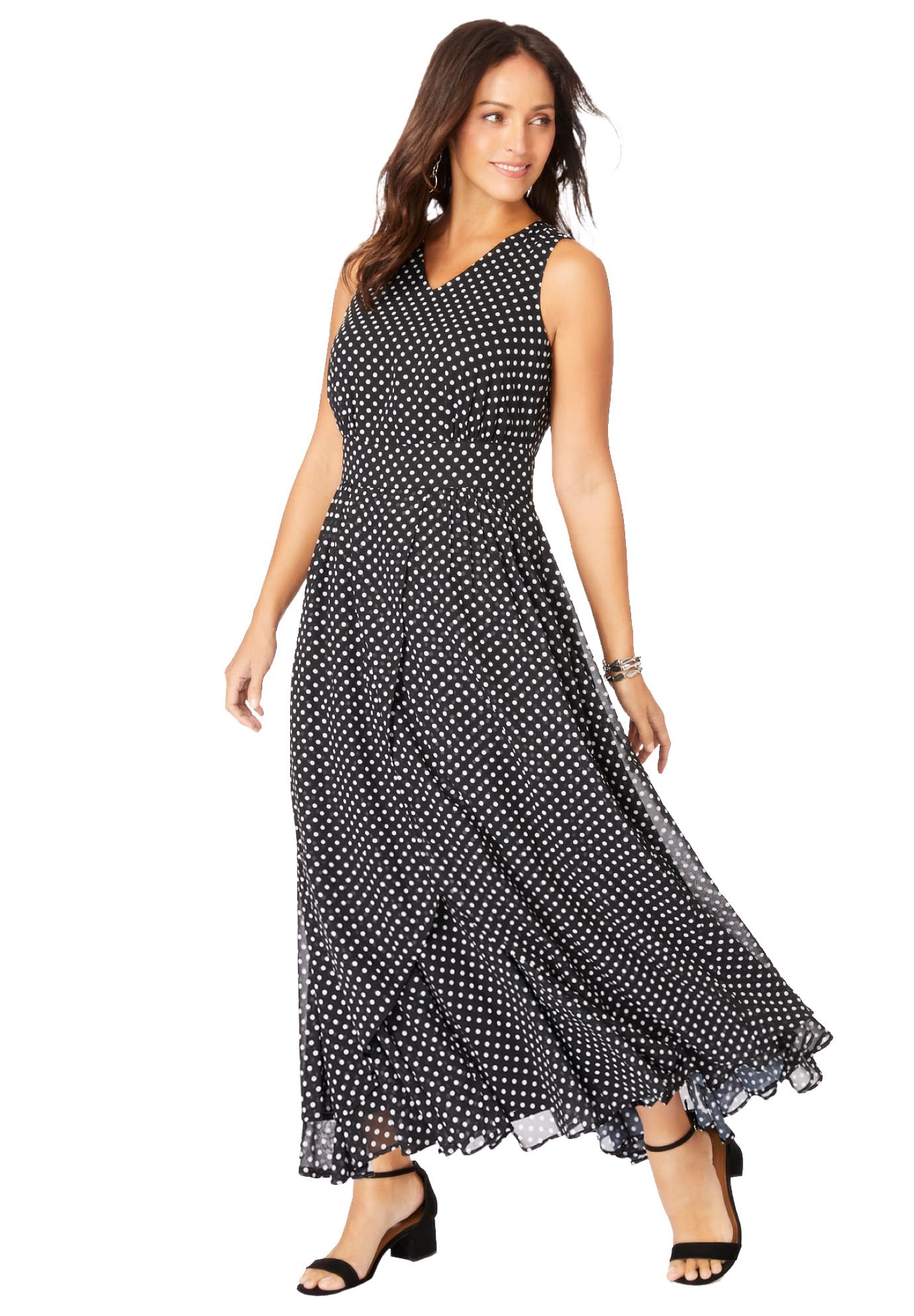 Jessica London Women's Plus Size Flowy Georgette Maxi Dress for Summer Beach Wedding & Vacation | Elegant Long Dress for Curvy Women