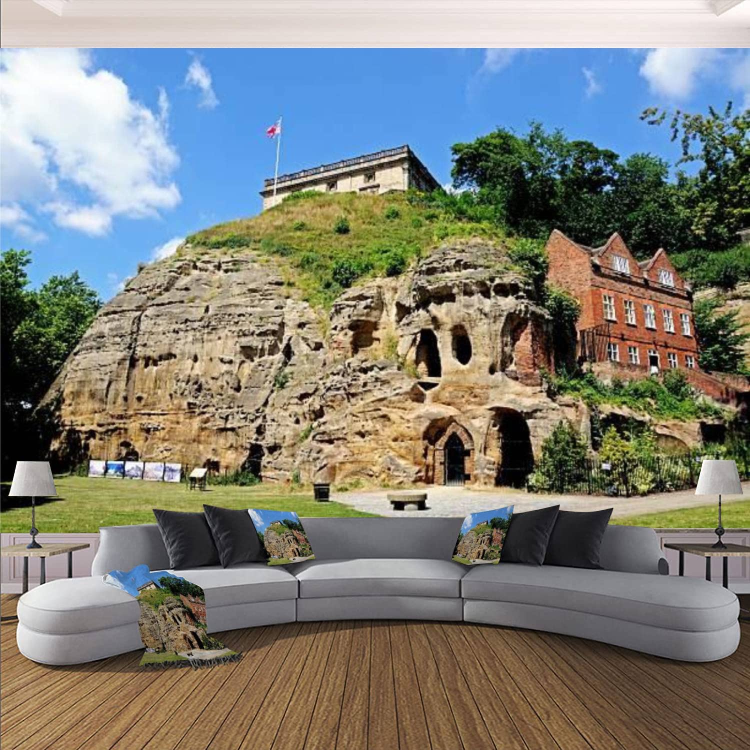 3D Castle Mound Caves Nottingham Peel and Stick Wallpaper - Modern Removable Self-Adhesive PVC Wall Murals for Living Room & Bedroom Decor | Easy DIY Home Wall Stickers for Nursery, Office, or Dorm Room