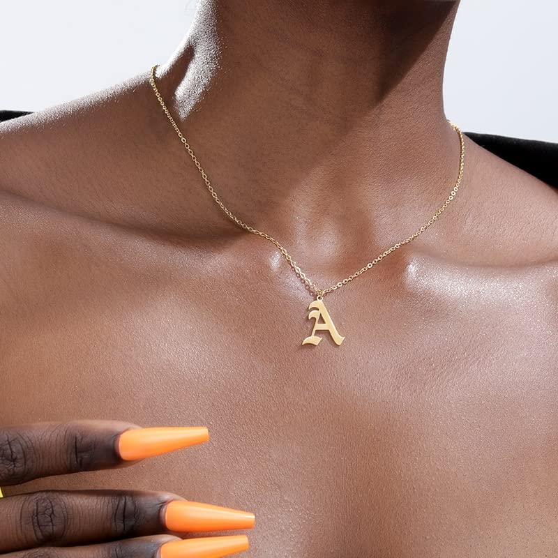 LongLiter Initial Necklace for Women - Personalized Letter Gold Chain Necklace with Old English Font - Rose Gold Monogram Jewelry Gift (Letter Q) - Perfect for Birthdays, Anniversaries & Valentine's Day Gifts