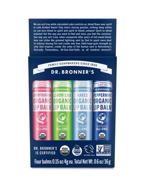Dr. Bronner's Organic Lip Balm Set - 6 Pack, All-Natural, Vegan & Moisturizing - Perfect for Dry Lips, Travel & Daily Hydration