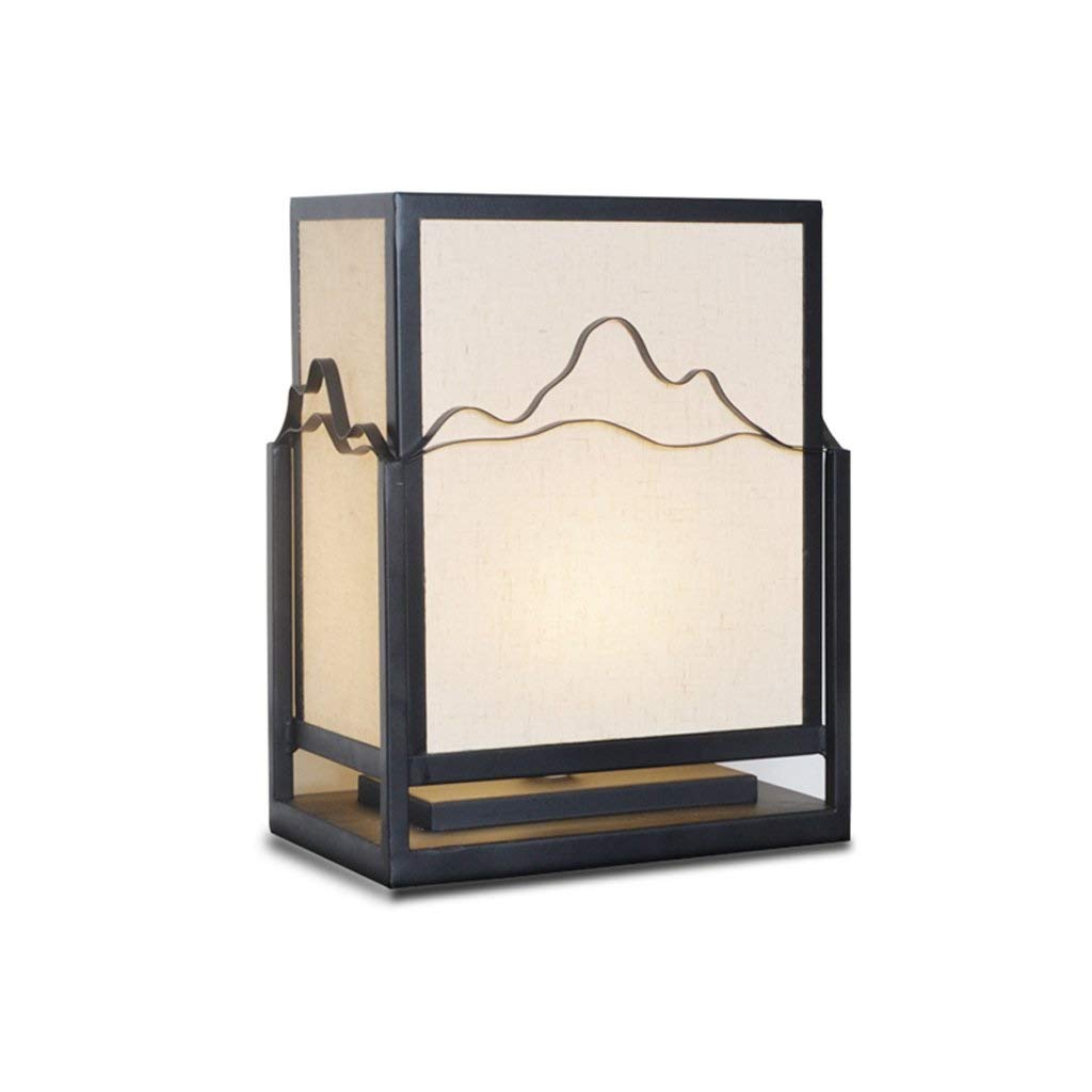 TOMYEUS Adjustable Wrought Iron Table Lamp - Chinese Zen Style Bedside Lamp for Bedroom, Living Room & Restaurant | Vintage Desk Light with Dimmable Feature for Reading, Relaxation & Dining Ambience