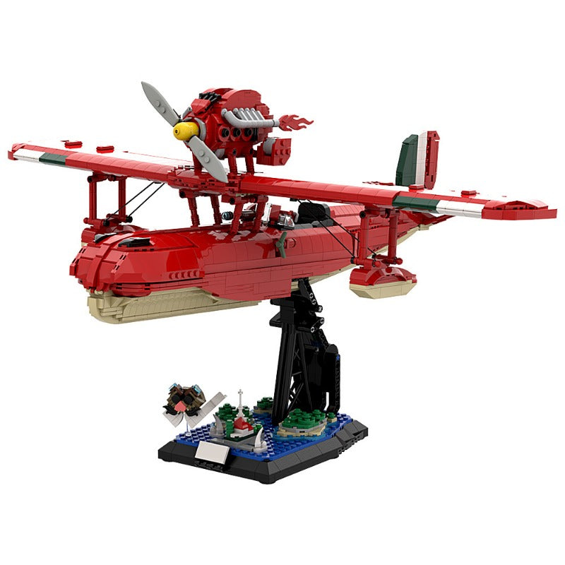 Gobricks 2338pcs MOC Red Pig Aircraft Savoia S21 Building Blocks Set - Perfect for Aviation Enthusiasts & Model Collectors | Display, Gift, or DIY Project