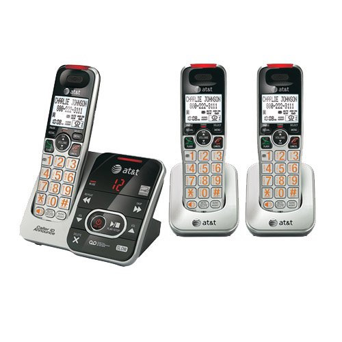 AT&T CRL32102 Cordless Phone with 2 CRL30102 Handsets - Expandable Home Office Phone System for Clear Calls & Long Range