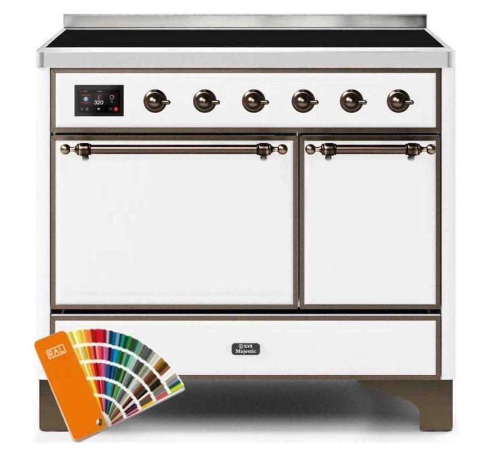 ILVE 40 Inch Majestic II Series Induction Range with 6 Burners & Dual Ovens - TFT Touch Control Display, Solid Oven Door (UMDI10QNS3) - Perfect for Home Chefs & Professional Kitchens