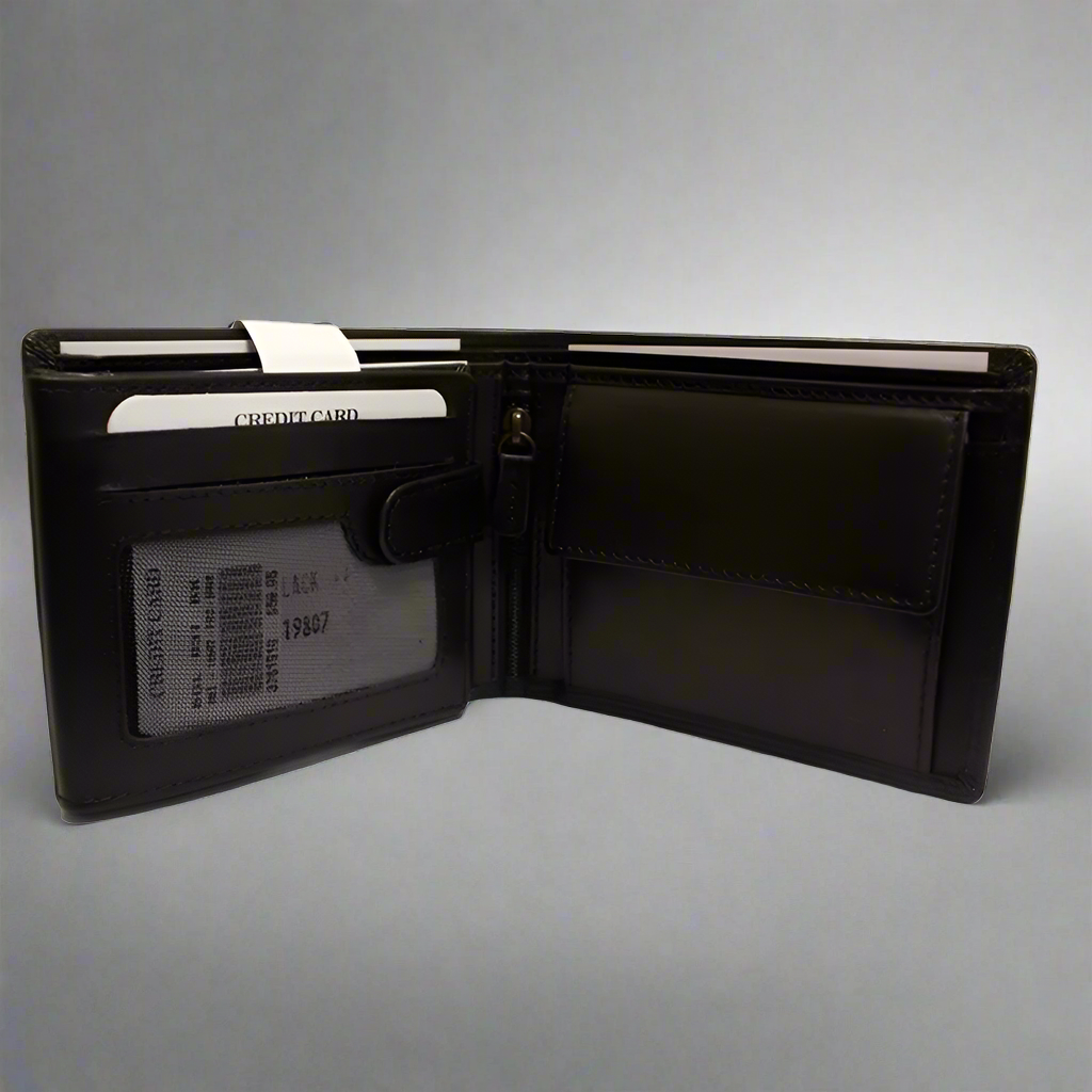 MET Men's Genuine Leather Bi-Fold Flip Coin Wallet - Slim RFID Blocking Wallet for Cash, Cards & Coins | Perfect for Travel, Business & Everyday Use