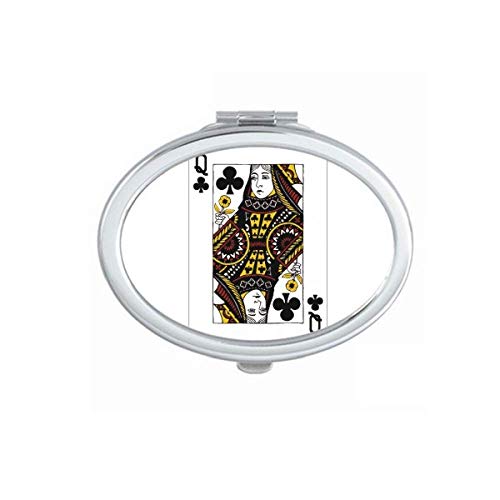 DIYthinker Club Q Playing Cards Pattern Mirror - Portable Folding Double-Sided Makeup Mirror for Travel, Home & Vanity Use