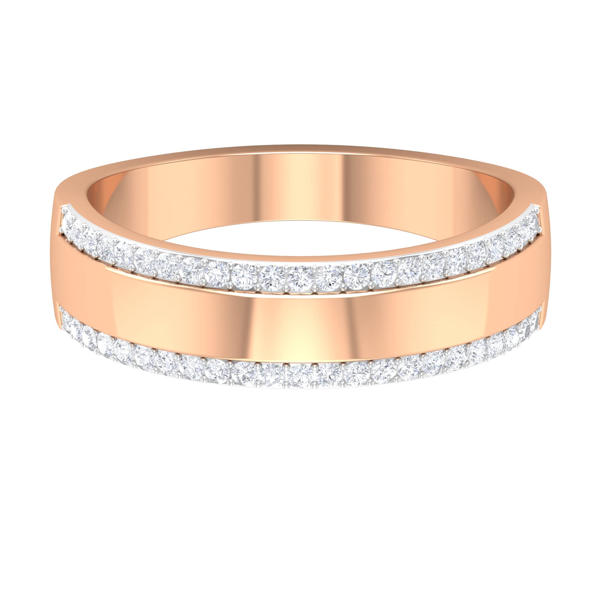 14K Solid Gold Two Tone Diamond Wedding Band Ring for Men - Elegant & Durable Engagement Ring for Proposals, Anniversaries & Special Occasions