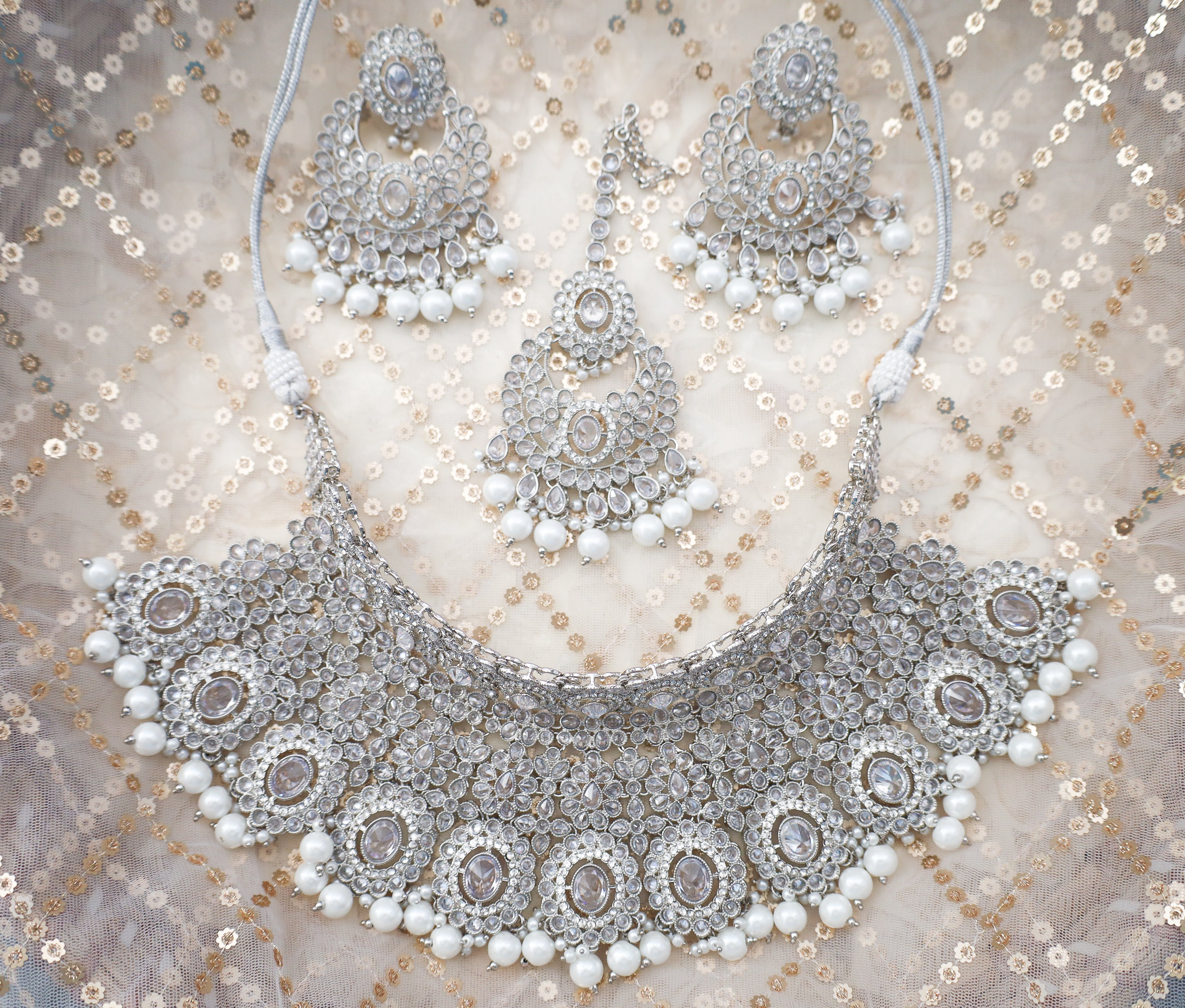 Zahra Polki Full Set Jewelry - Exquisite Indian Bridal Necklace Set with Earrings for Weddings, Parties & Special Occasions