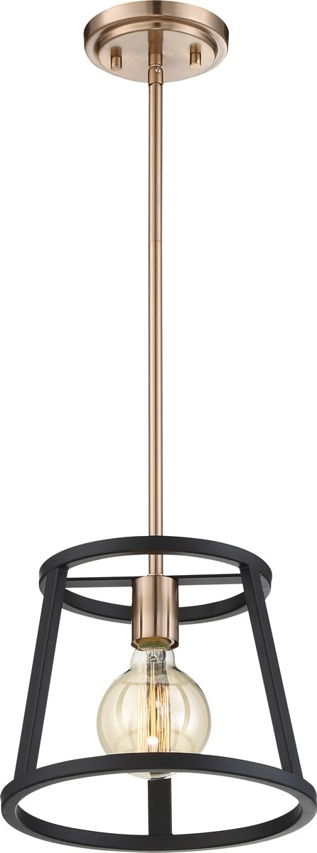 10W LED Pendant Light Fixture - Brushed Brass / Matte Black Finish - Modern Industrial Ceiling Light for Kitchen, Dining Room, or Bedroom