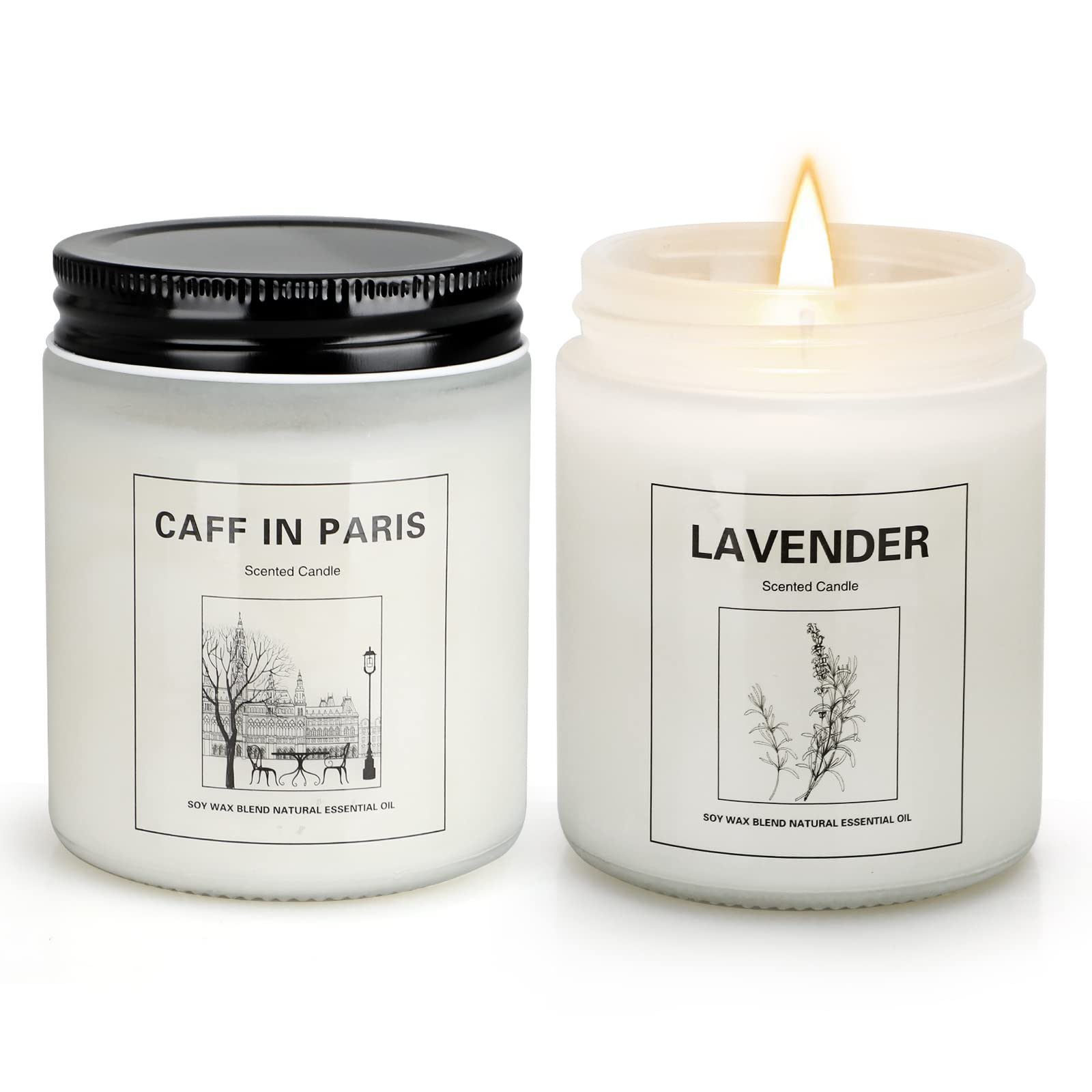 Natural Soy Wax Aromatherapy Candles - 2 Pack 7.1oz Coffee & Lavender Scented Candles for Home, Gifts for Men Women Mom Best Friends | 100+ Hours Burn Time | Perfect for Relaxation, Meditation & Birthday Gifts