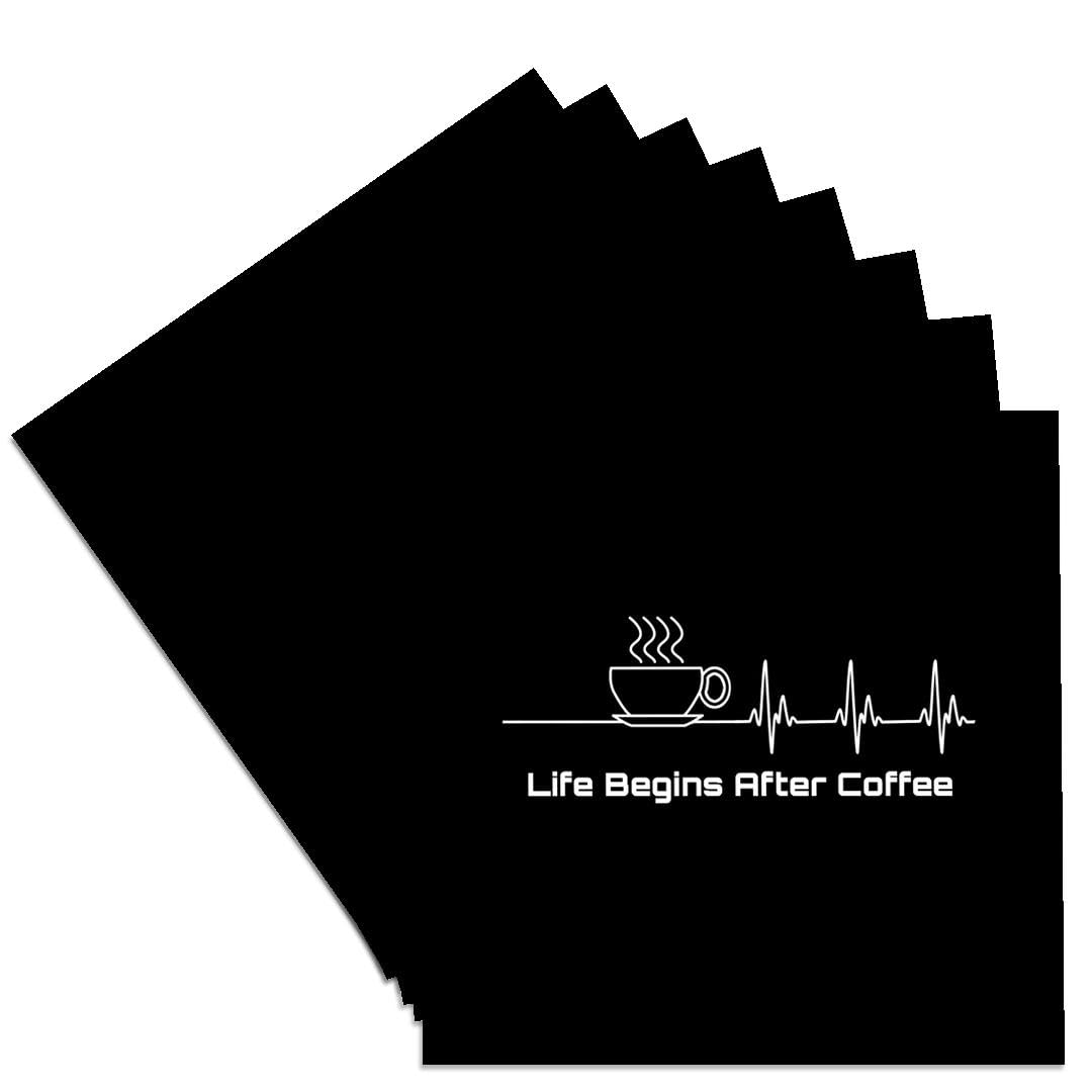 Set of 8 Funny Coffee Ceramic Tile Coasters - 'Life Begins After Coffee' Design for Coffee Lovers | Perfect for Home, Office & Coffee Shop Decor