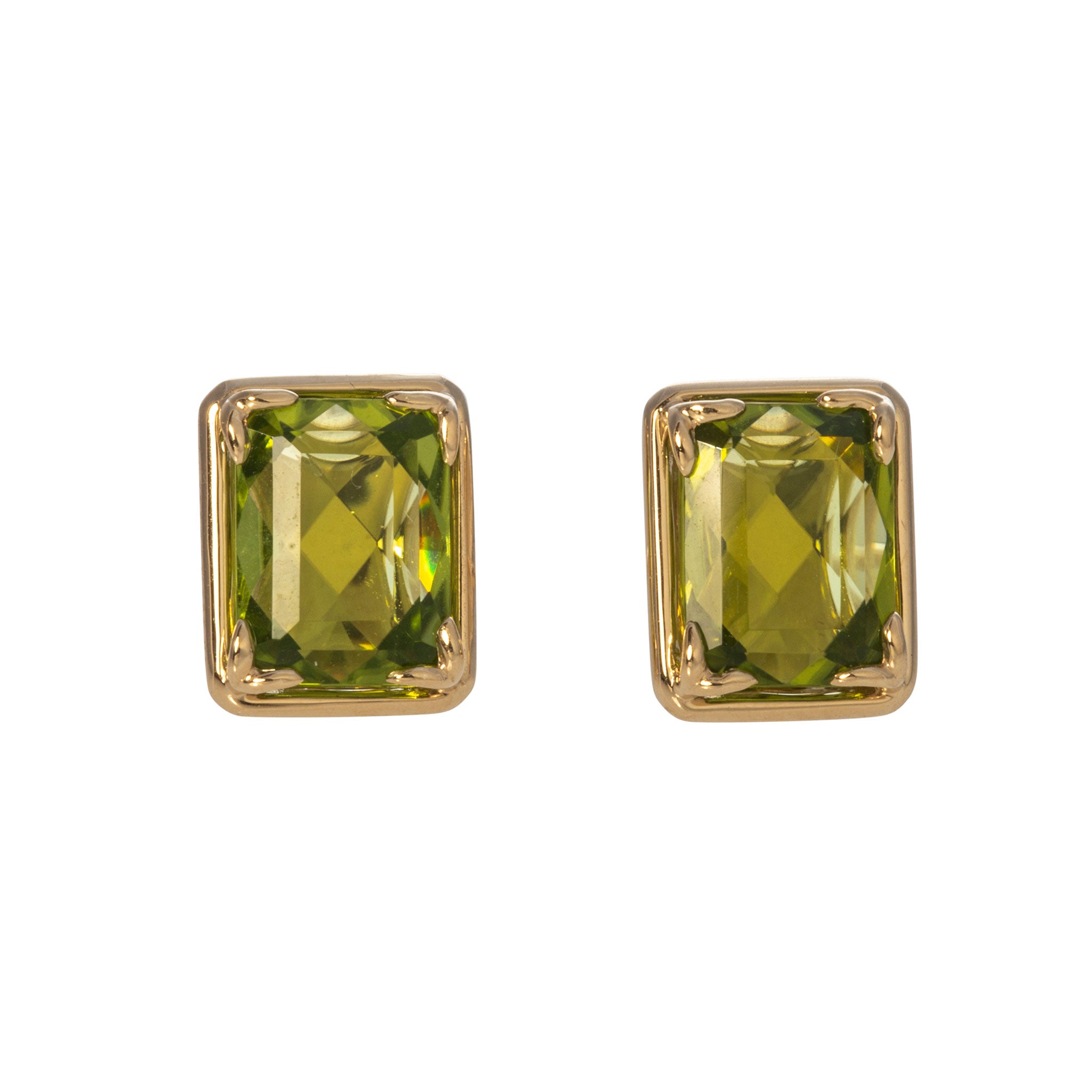 14K Yellow Gold Peridot Stud Earrings for Women – Dainty River Design, Perfect for Everyday Wear, Gift Giving & Special Occasions