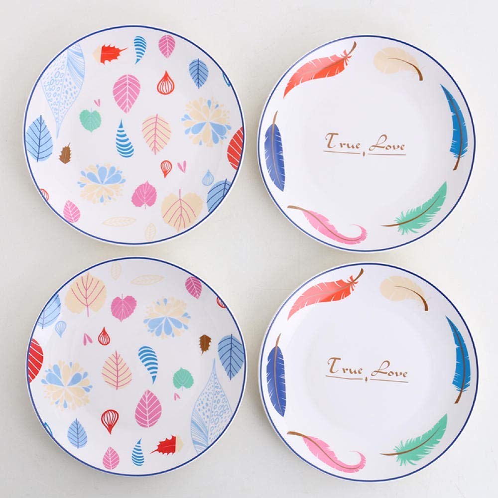 ZXY-NAN 4-Piece Ceramic Dinner Plates Set - Elegant Western-Style Steak, Pasta, Fruit, Cake & Snack Serving Dishes for Home Kitchen, Breakfast, Dining & Party Decor