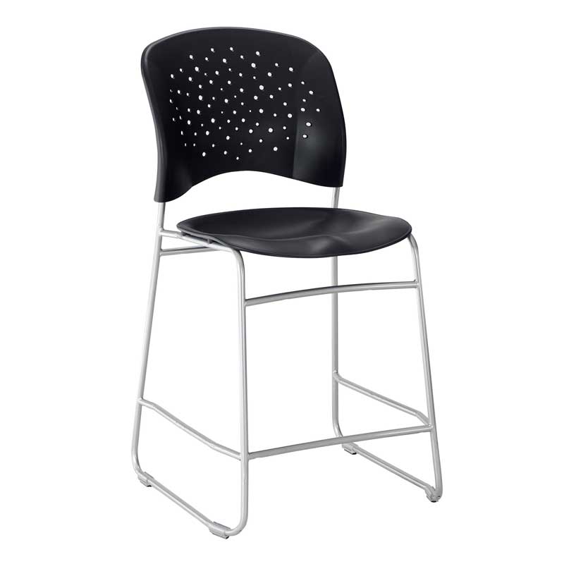 Round Plastic Counter Height Chair with Silver Sled Base - Bar Stool for Kitchen Island, Breakfast Nook & Dining Room