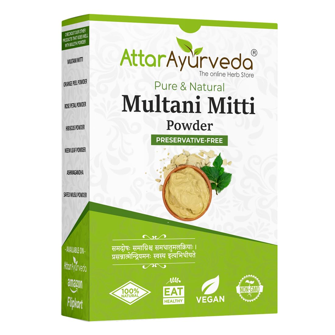 Attar Ayurveda Multani Mitti (Fuller's Earth) Powder - 200g | Natural Clay Mask for Face & Hair Care | Deep Cleansing, Oil Control & Skin Brightening | Perfect for Spa Day & DIY Beauty Treatments