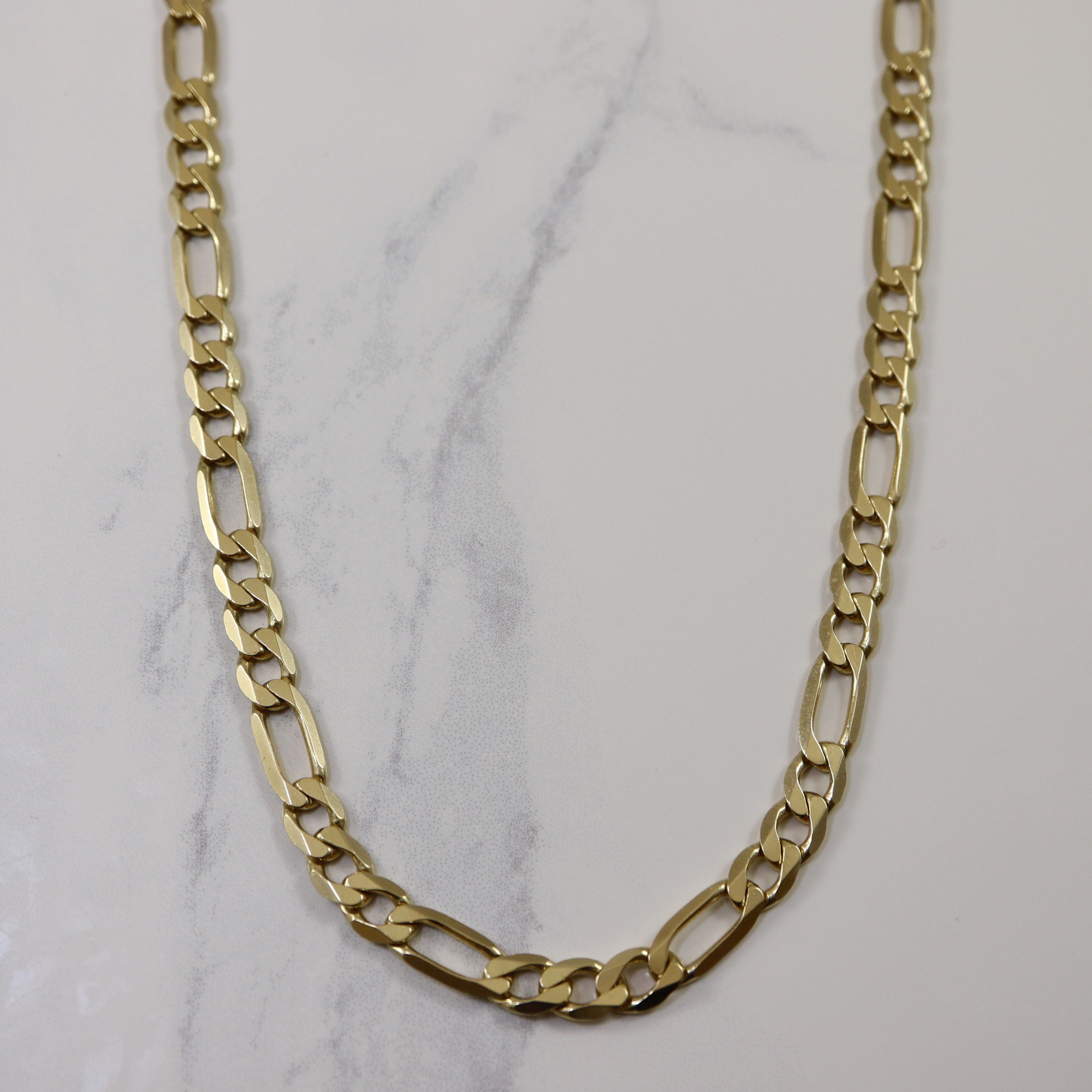 10K Yellow Gold Figaro Chain Necklace for Men - 20 Inch Solid Gold Cuban Link Chain - Perfect for Gifts, Everyday Wear & Special Occasions