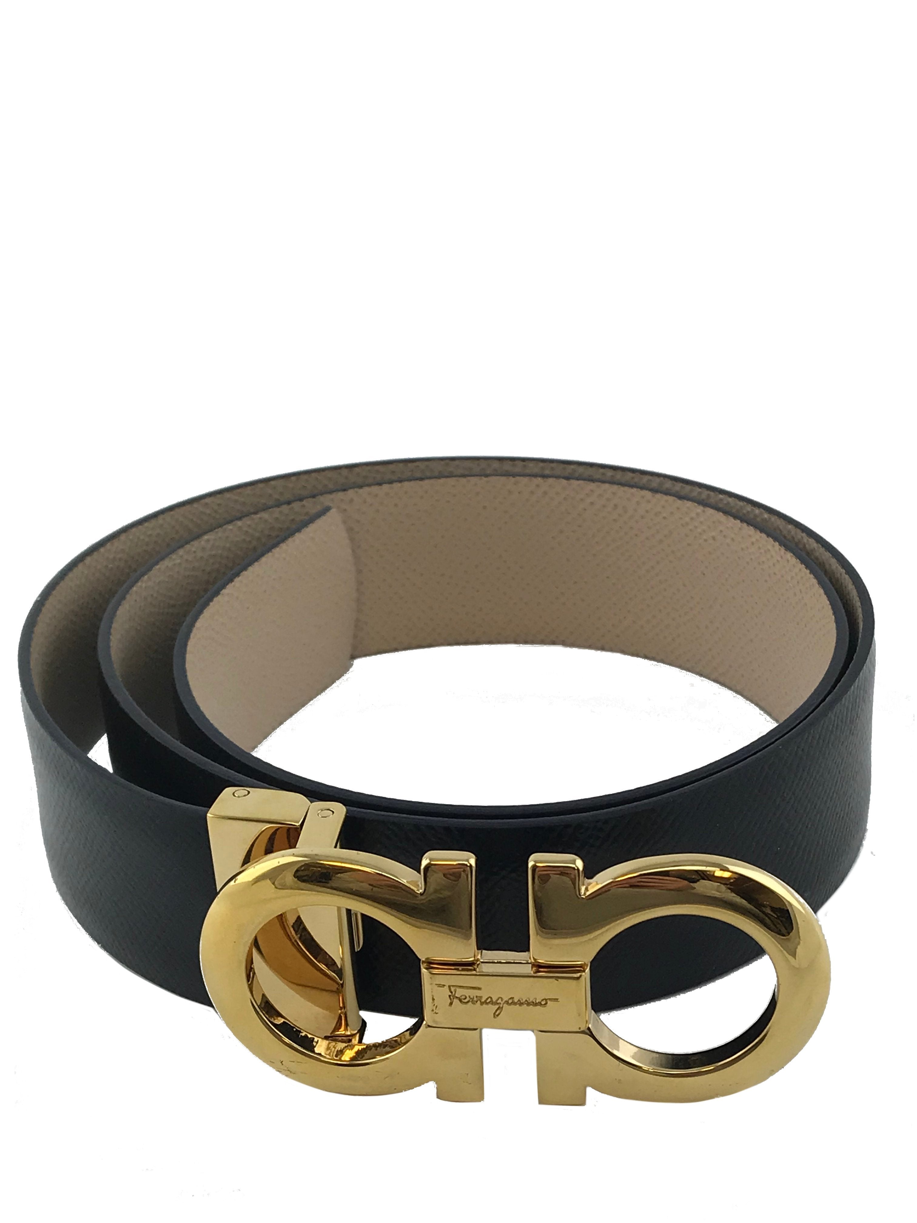 Salvatore Ferragamo Gancini Reversible Leather Belt for Men & Women - Premium Italian Designer Belt for Business & Casual Wear