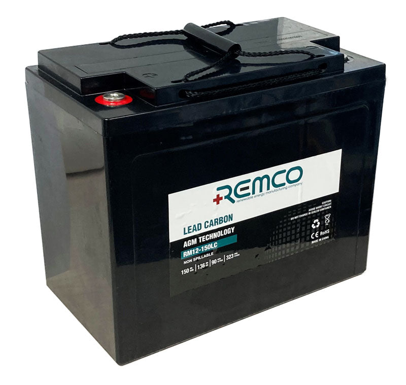 12V 150Ah Lead Carbon Deep Cycle Battery for Solar, RV, Marine & Off-Grid Power - Long Lasting Deep Cycle Rechargeable Battery for Energy Storage Systems