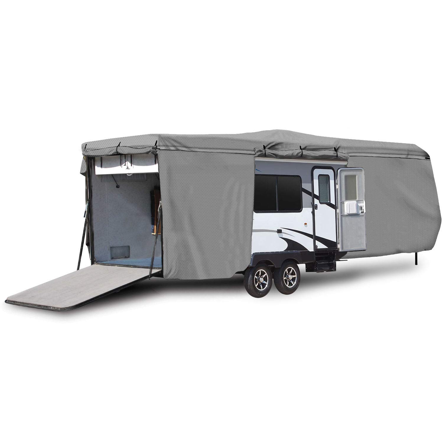 Waterproof RV Camper Cover for 27'-30' Travel Trailers & Toy Haulers | Heavy-Duty Motorhome Protection with Zippered Access Panels (Doors, Engine, Storage & Ramp) | All-Weather Protection for Winter Storage & Outdoor Camping