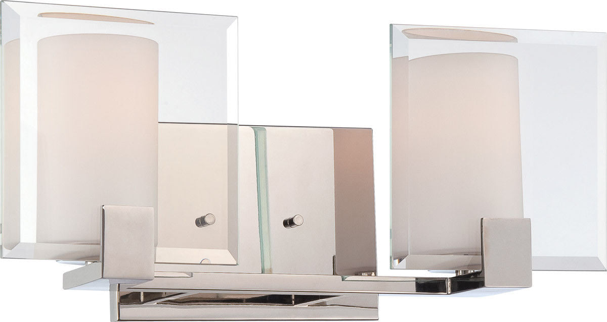 Nuvo Lighting 60 5272 Walker Collection Two Light Vanity Wall Mount - Polished Nickel Finish Bathroom Sconce for Mirror Lighting & Bedroom Decor