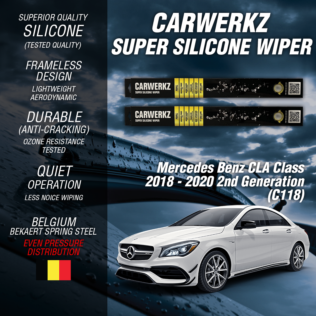 Premium Silicone Windshield Wipers for 2018-2020 Mercedes-Benz CLA Class (2nd Gen C118) - All-Weather Performance for Rain, Snow & Highway Driving