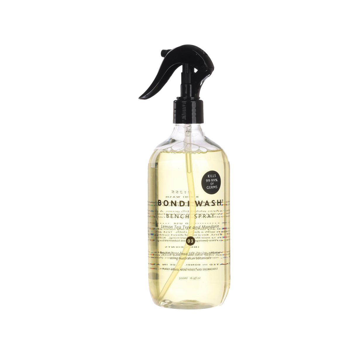 BONDI WASH Lemon Tea Tree & Mandarin Bench Spray - 500mL Natural Disinfectant & Deodorizer for Outdoor Furniture, Patio, and Garden Use