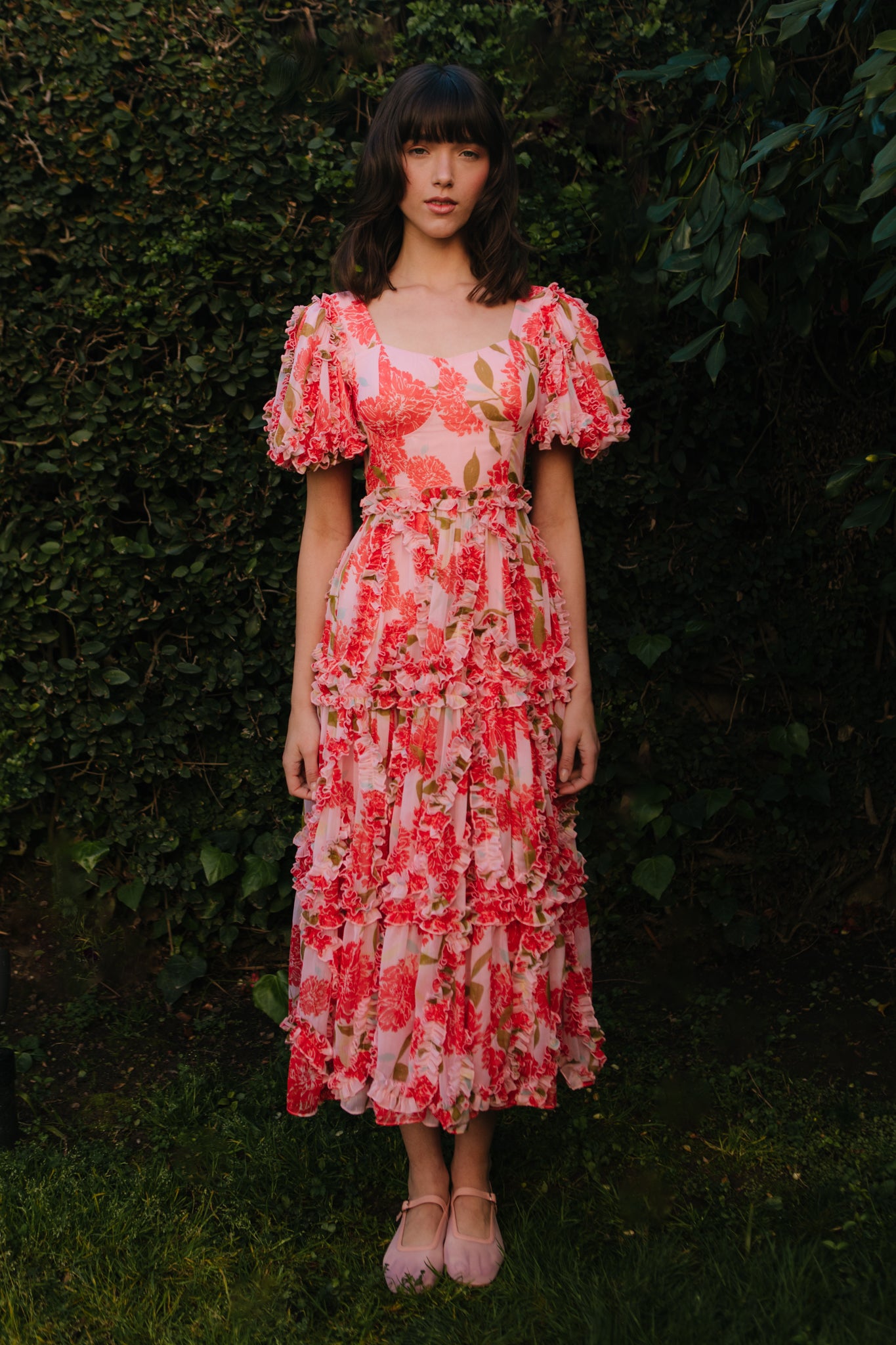 Layla Floral Print Pink Dress for Women - Elegant Summer Dress for Parties, Weddings & Casual Outings