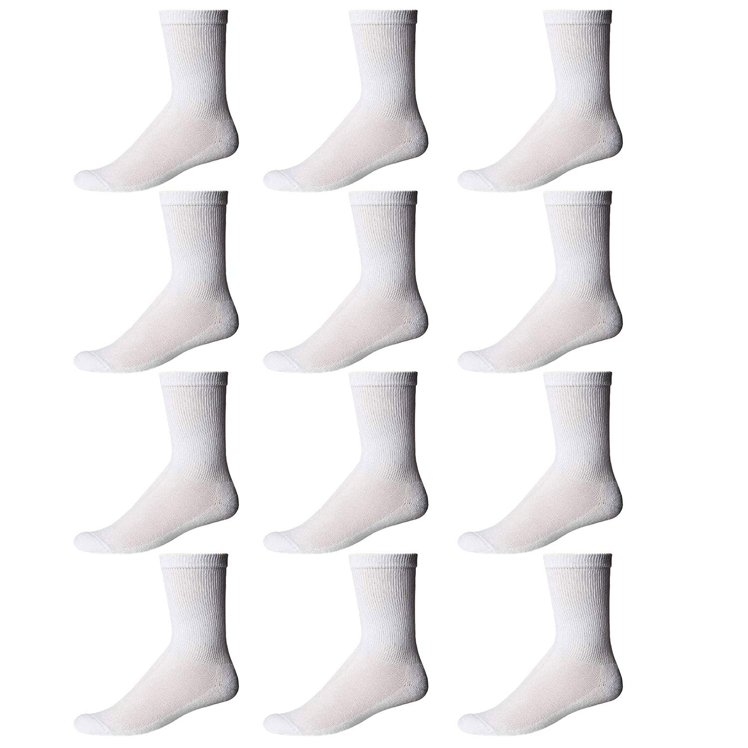 Yacht & Smith Kids Bulk Athletic Crew Socks - Wholesale Pack of 12 Pairs - Comfortable Sports Socks for Boys & Girls - Perfect for School, Running, Soccer & Daily Wear