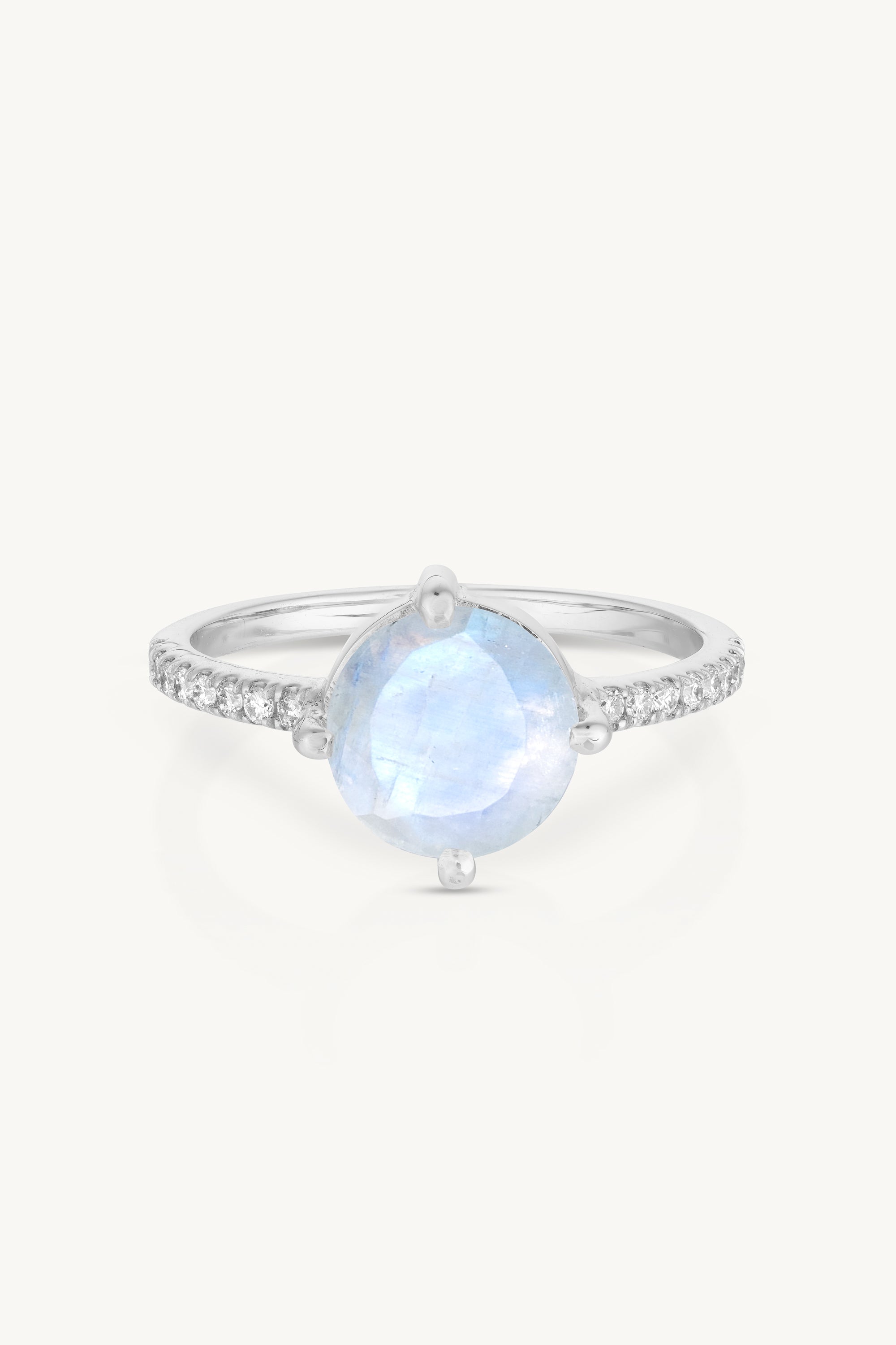 14K White Gold Moonstone Solitaire Ring for Women - Elegant & Dainty Engagement, Wedding, or Promise Ring - Perfect for Special Occasions & Everyday Wear