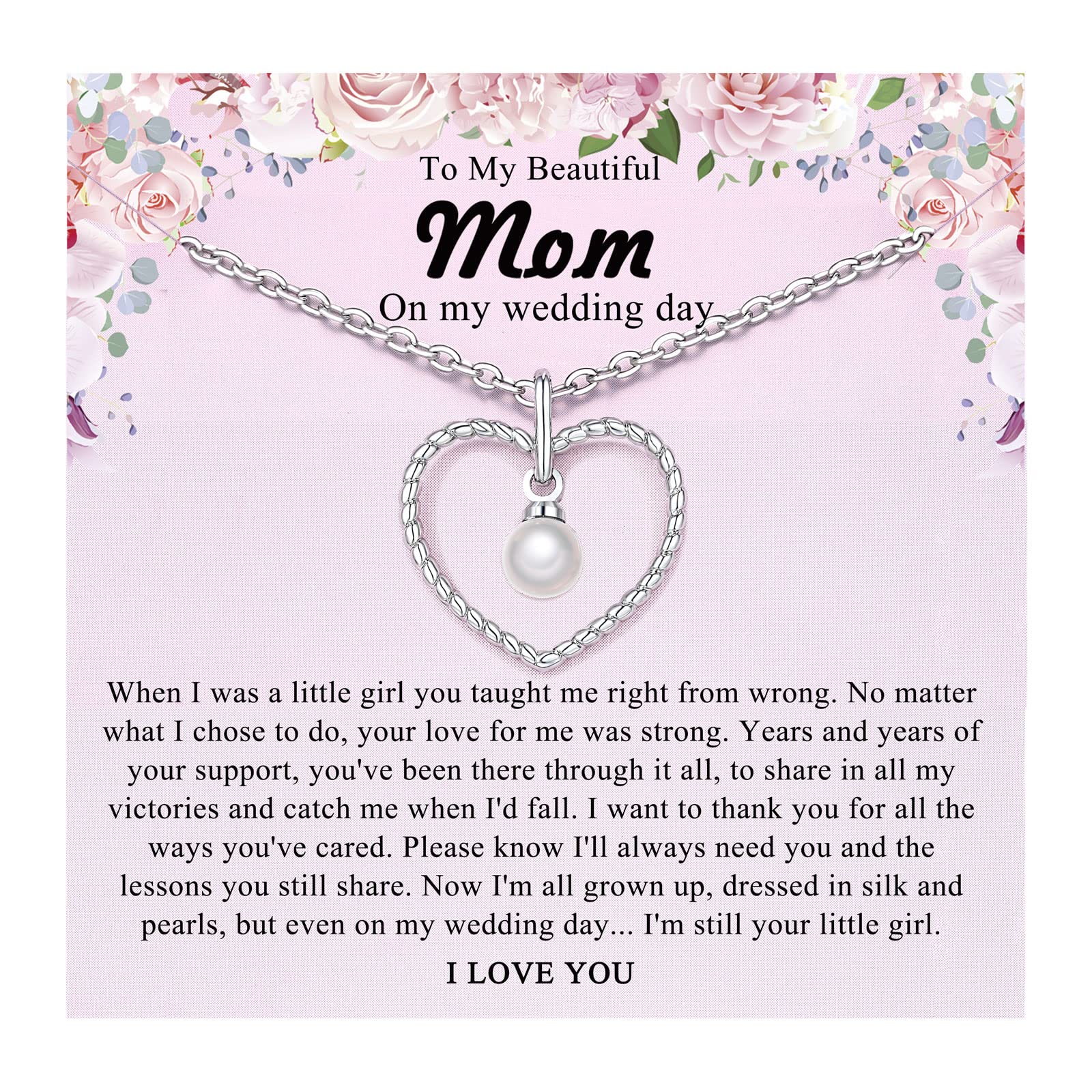UPROMI Heart Pearl Necklace - Elegant Wedding Gift for Mom & Mother in Law, Perfect Mother's Day & Birthday Present from Bride | Ideal for Bridal Shower, Anniversary & Special Occasions