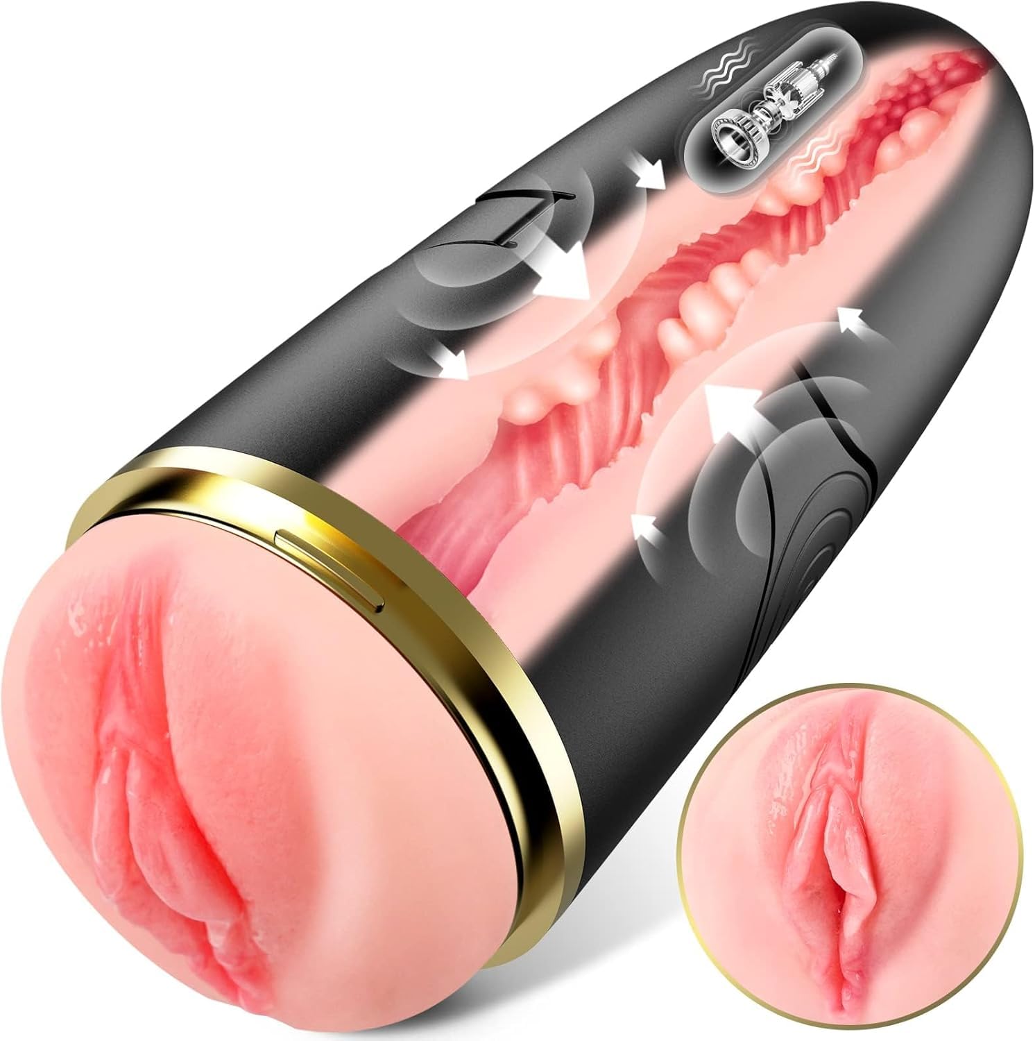Caravosh Automatic Male Masturbator - 10 Vibration Modes & 3D Realistic Vagina Design - Adult Sex Toy for Men | Discreet Pocket Pussy, Penis Vibrator Stroker | Perfect for Solo Pleasure, Travel & Stress Relief