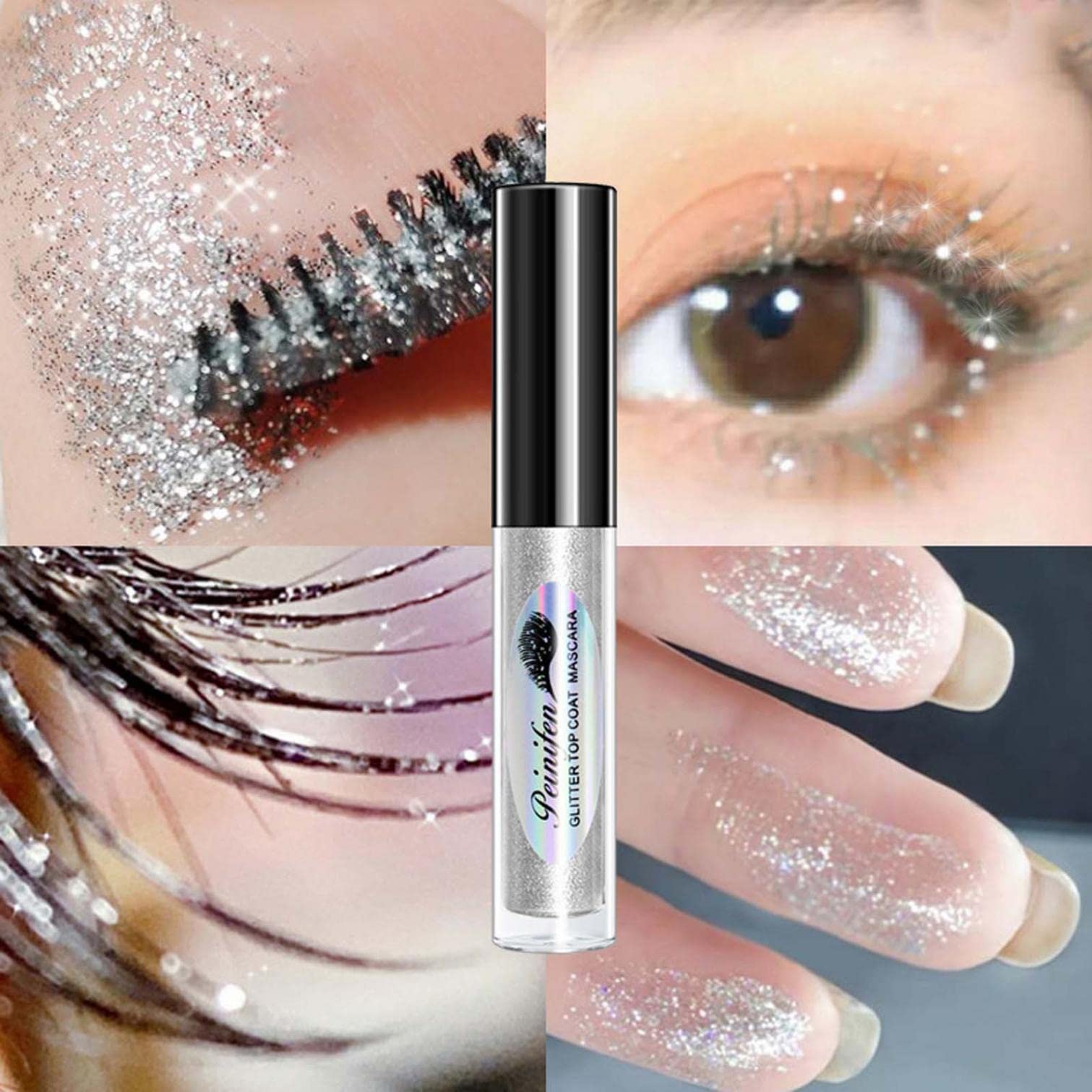 Luoyuxia 4D Glitter Mascara - Waterproof Lengthening & Volumizing Eyelash Makeup with Diamond Snowflake Effect | Natural Black Mascara for Women & Girls | Perfect for Daily Wear, Parties & Special Occasions