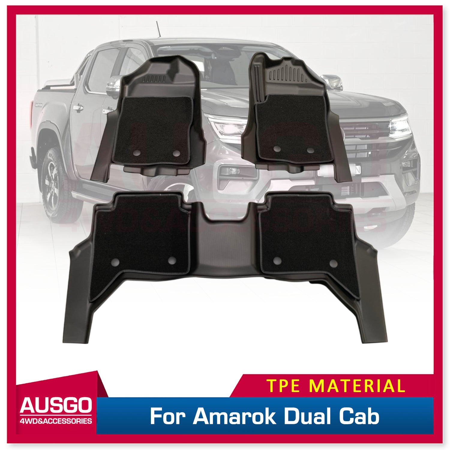 Premium Double Layer All-Weather Car Floor Mats for Volkswagen Amarok Next Gen NF Dual Cab (2023-Present) - Heavy Duty Protection & Easy Cleaning - Perfect for Off-Road, Work & Family Use