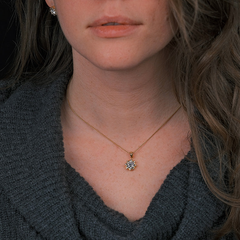 10K Gold & Silver Celestial Pendant Necklace with Moissanite - Perfect for Gifts, Weddings & Everyday Elegance