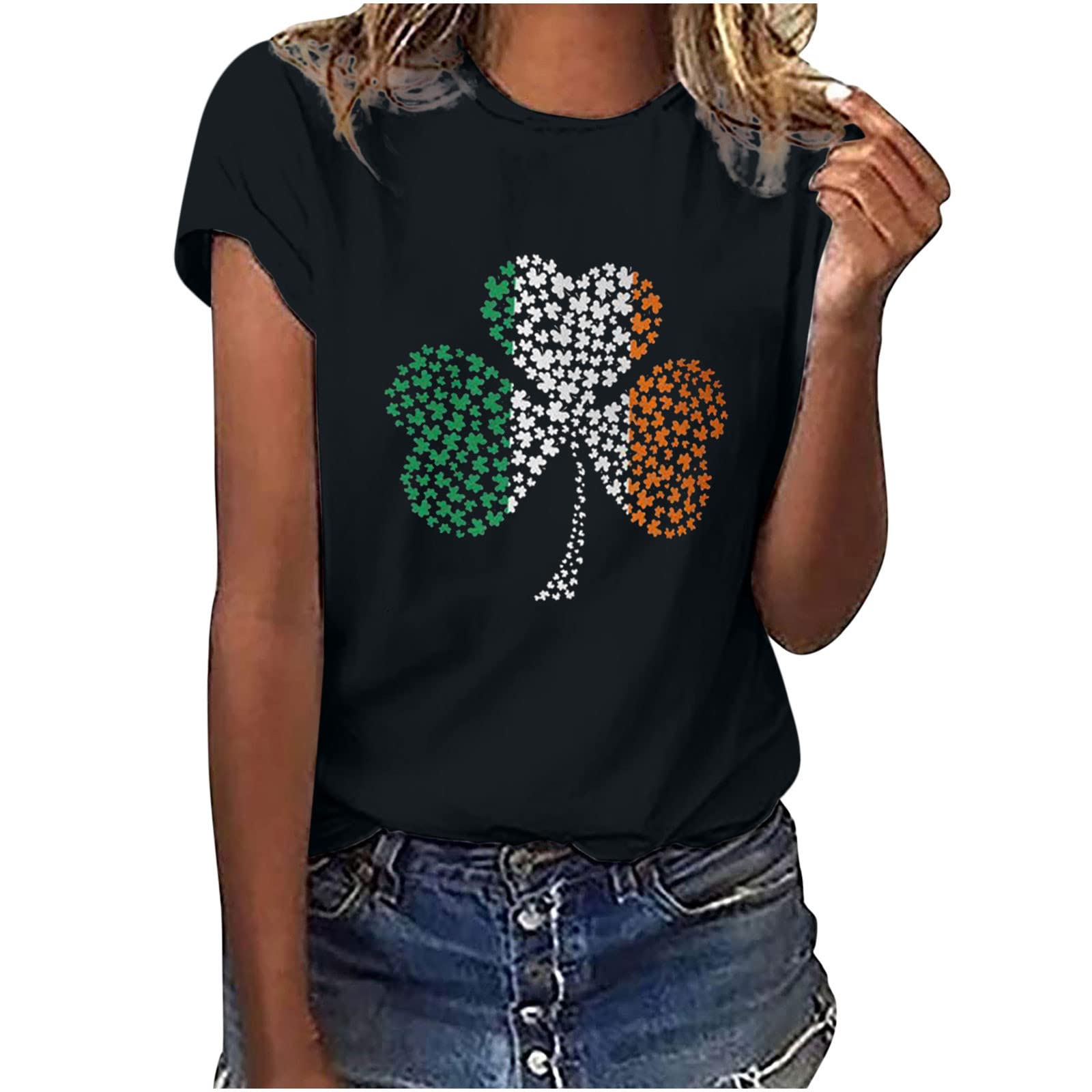 Trendy Women's Casual Short Sleeve Tunic Tops - Printed Crew Neck Comfortable Blouse for Summer Outfits | Perfect for Daily Wear, Office, and Social Events