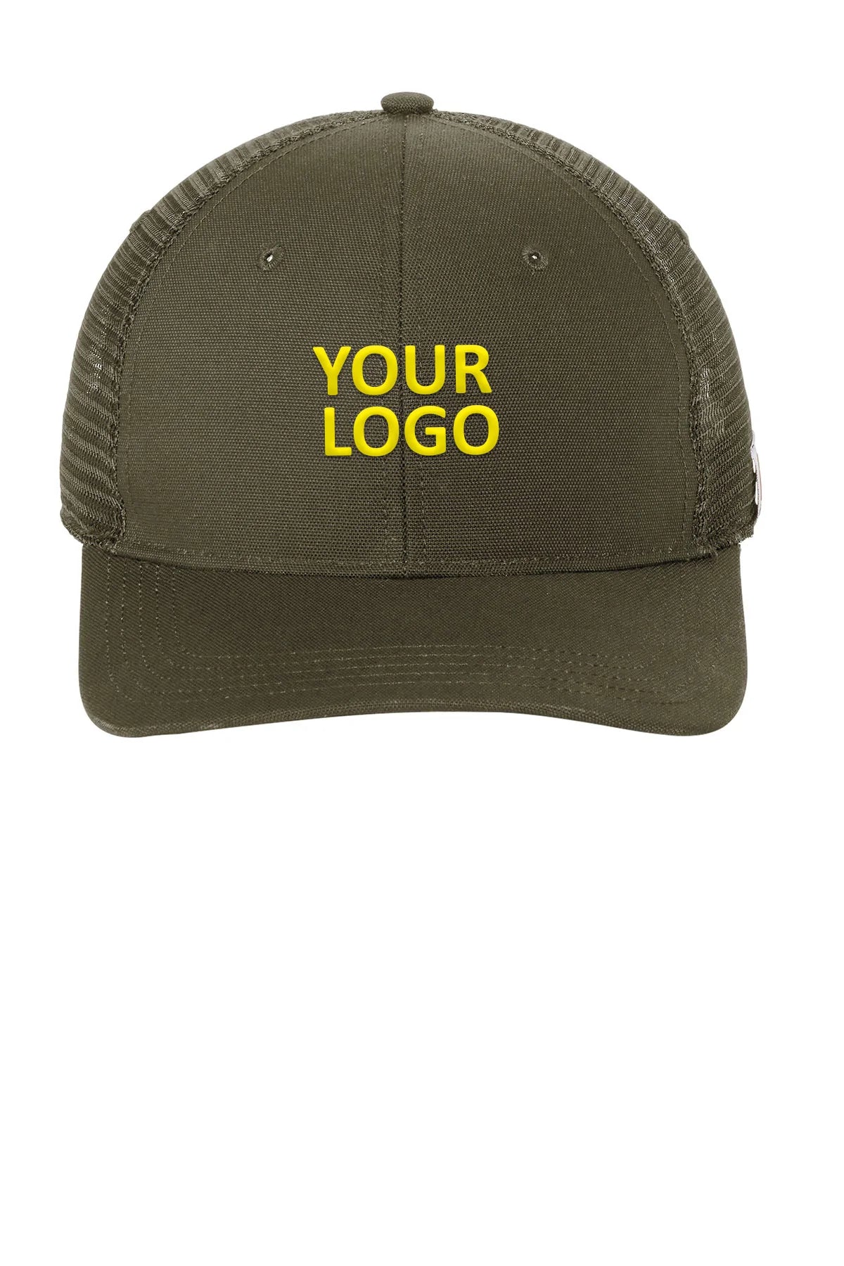 Carhartt Canvas Mesh Back Custom Caps for Men & Women - Breathable & Adjustable Moss Green Hat for Outdoor Work, Hiking & Casual Wear
