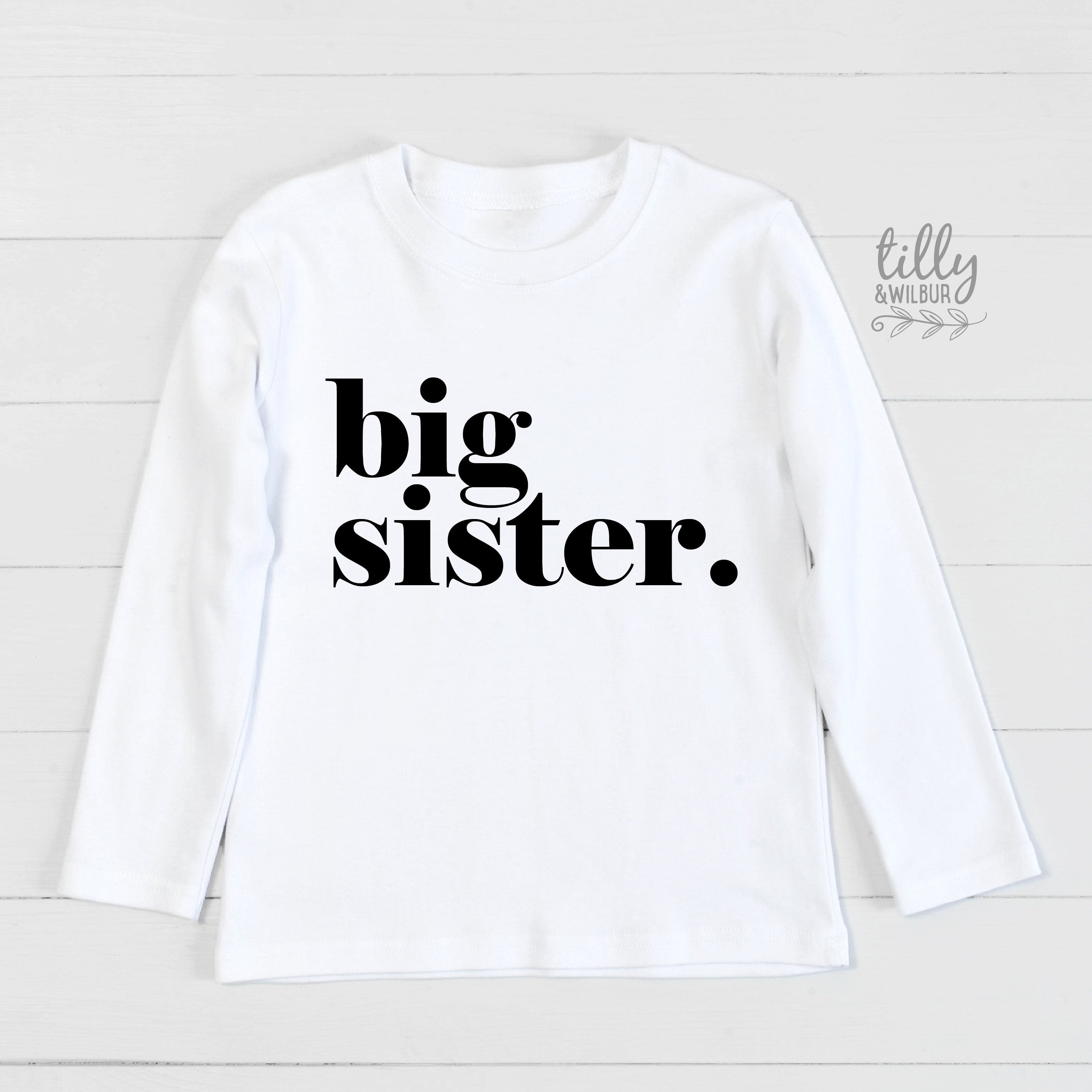 Big Sister T-Shirt - Cute Pregnancy Announcement Shirt for Toddlers & Kids - Perfect Big Sister Gift for Sibling Reveal & Gender Reveal Parties - Soft & Comfortable Cotton Tee for Everyday Wear