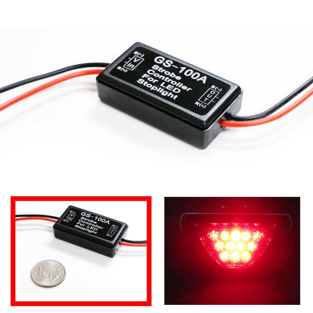 12V 100A LED Brake Light Strobe Flash Controller Module for Cars - High Performance Car Strobe Light System for Emergency Vehicles, Trucks & Motorcycles (Perfect for Safety Lighting, Warning Signals & Vehicle Customization)